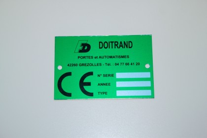 PLAQUE CE IDENTIFICATION PRODUIT