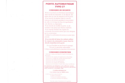 ETIQUETTE ROUGE SUR FOND BLANC PORTE AUTOMATIQUE CT