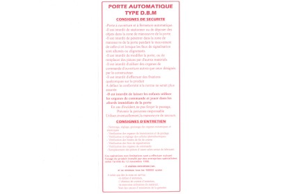 ETIQUETTE ROUGE SUR FOND BLANC PORTE AUTOMATIQUE DBM